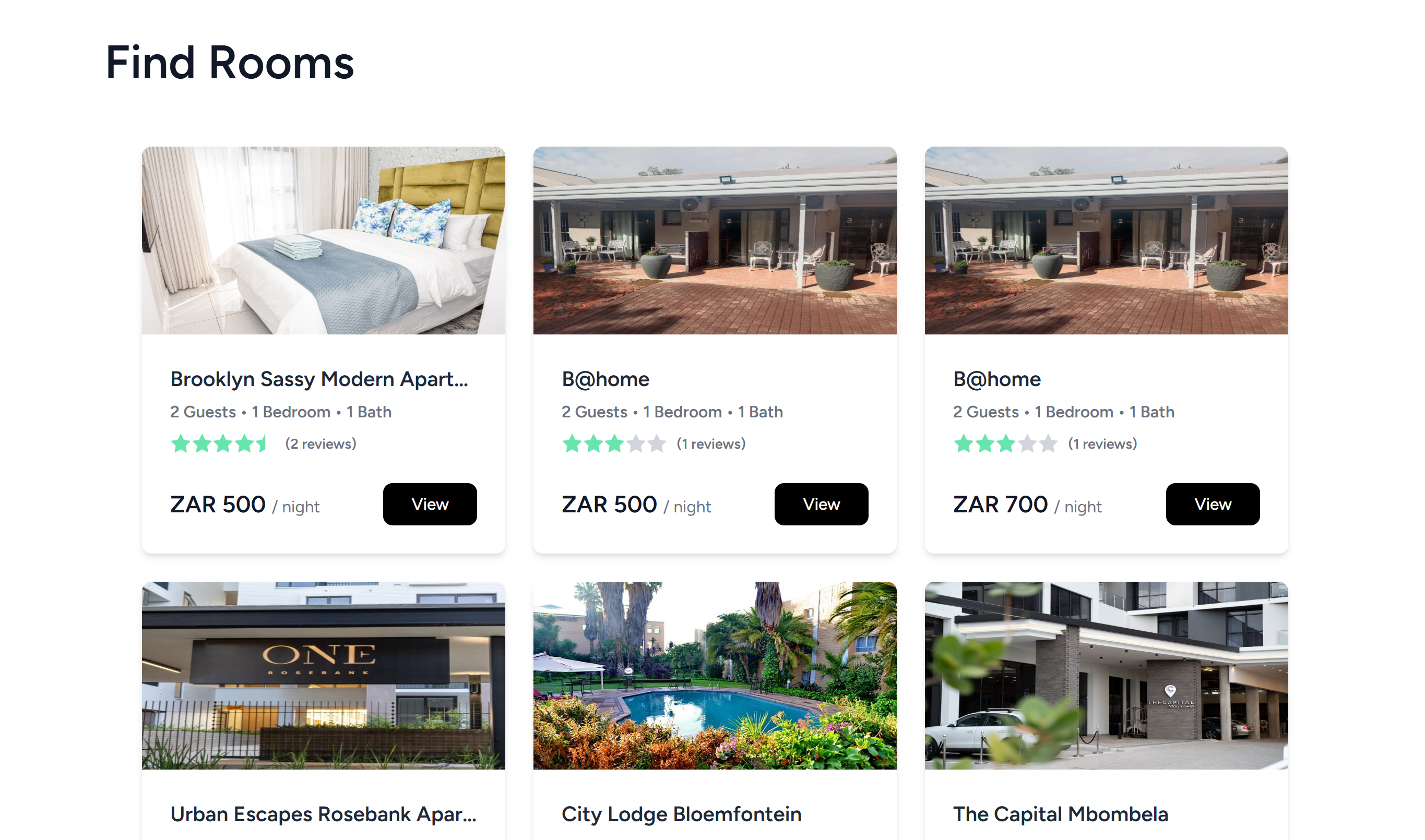 Room Listings Screenshot